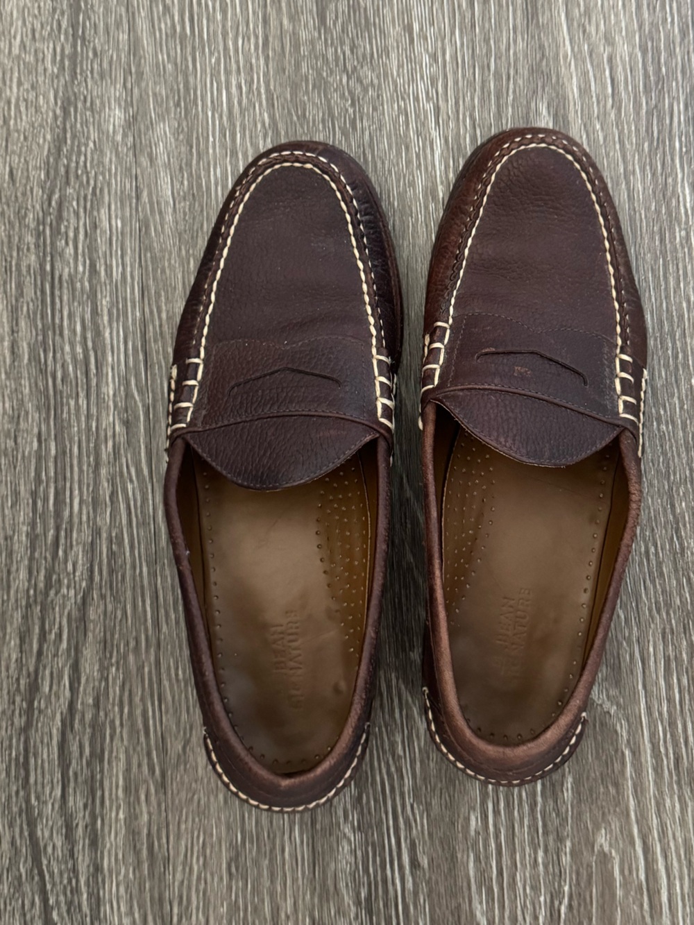 LL Bean Leather Slip On Dress Loafer Shoes